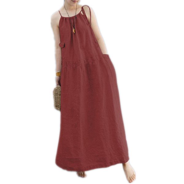 

women dress vonda summer sleeveless spaghetti strap maxi long party dresses casual loose fashion vestidos plus size, Black;gray