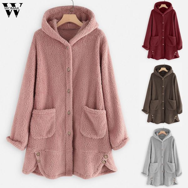 

womail womens coatswomen fashion solid plus size long sleeve hoodie pocket sweater solid coat women abrigo 2019 s-2xl, Black