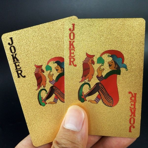 

54pcs original waterproof luxury gold foil plated poker premium matte plastic board games playing cards 2 jokers special wedding party gift