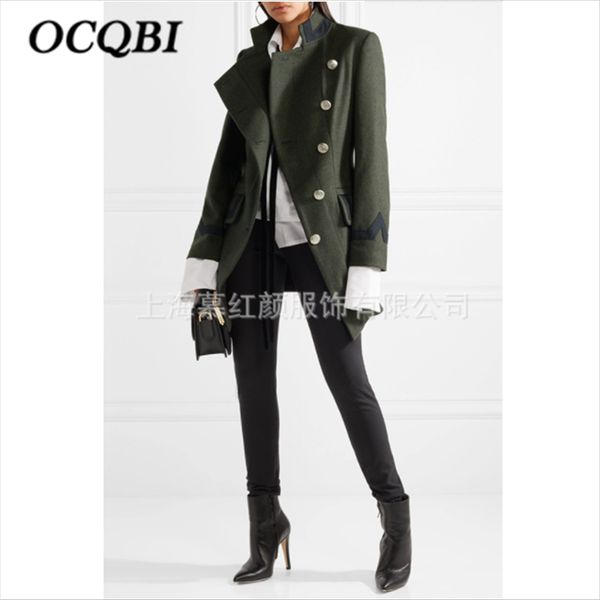 

2019 vintage fashion green womens coat elegant streetwear slim fit designer plus size coat, Black