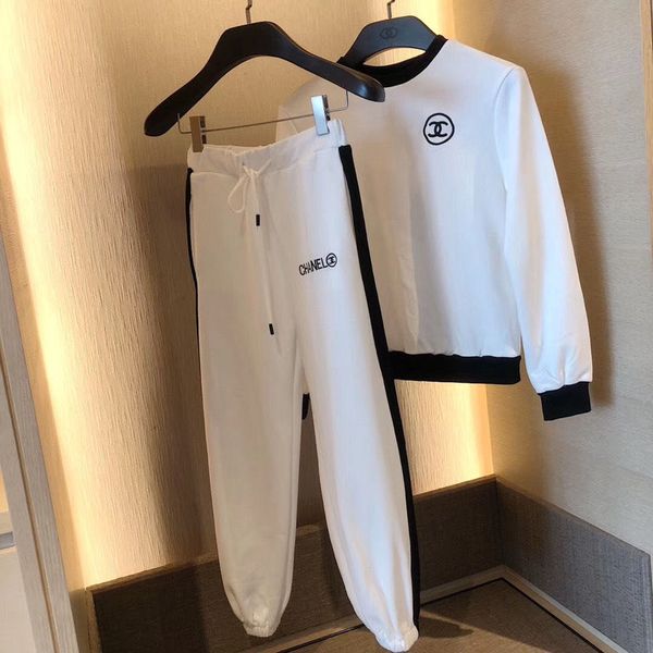 

spring 2020 new alphabet casual fashion sweater sport suit black and white color high-quality women's wear, Gray