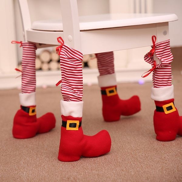 

christmas floor protector chair decor santa shoes table leg sock sleeve tables leg covers xmas home decoration accessories gifts