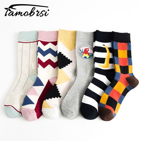 

socks women men geometric square stripe parrot sawtooth wave pattern hipster cozy cotton silky vintage socks short female, Black;white
