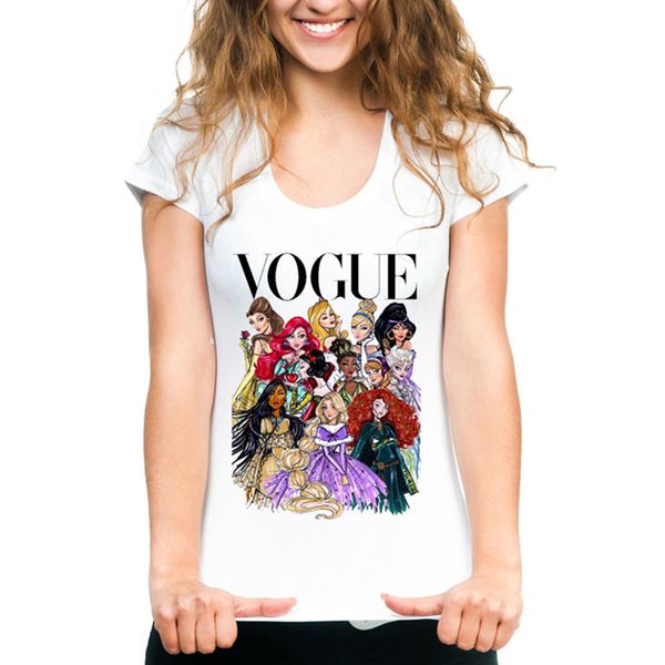 

vogue punk princess printed t shirt summer style fashion women t shirt funny harajuku short sleeve lovely, White