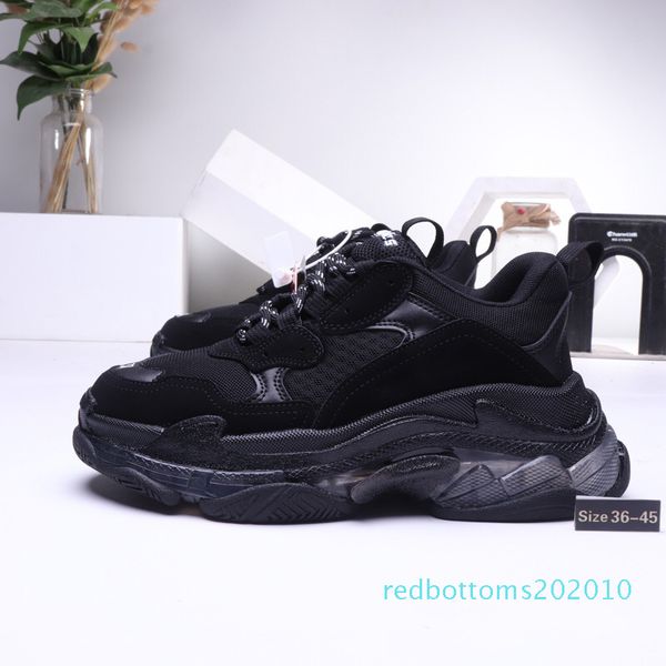 

2020 paris 17fw crystal bottom green luxury dad shoes platform triple s sneakers for mens women vintage kanye old grandpa trainer r10, Black