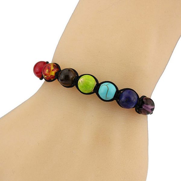 

1pcs 7 chakra bracelet yoga bracelet healing balance supernatural lava reiki stones beads women jewelry 17--26cm, Black