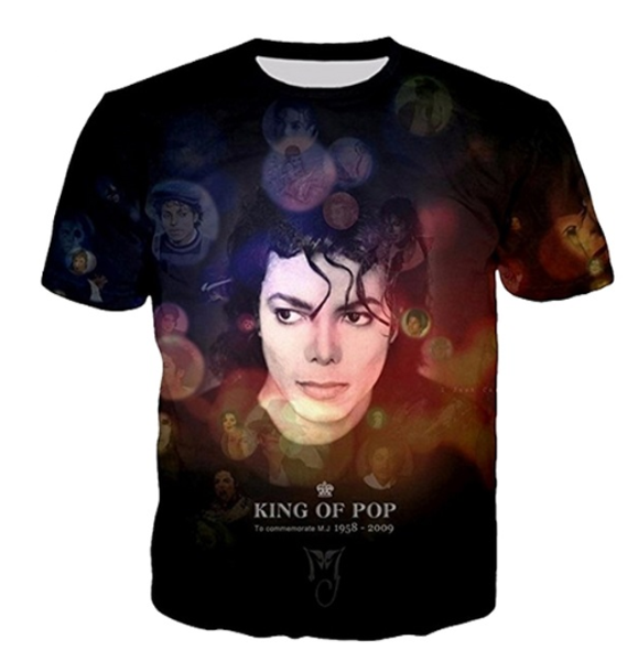 

new king of rock and roll michael jackson t shirt men women funny 3d print summer short sleeve o neck crewneck casual a85, White;black