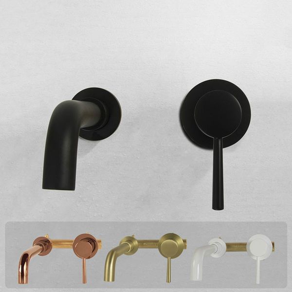 

Soild Brass Black Plated Wall Mounted Bathroom Faucet Rotation Sink Water Mixer Golden & White & Rose Basin Mixer