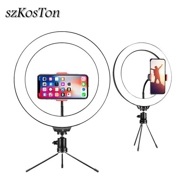 

26cm pgraphy dimmable led selfie ring light for youtube video live p studio fill light with phone holder usb plug tripod