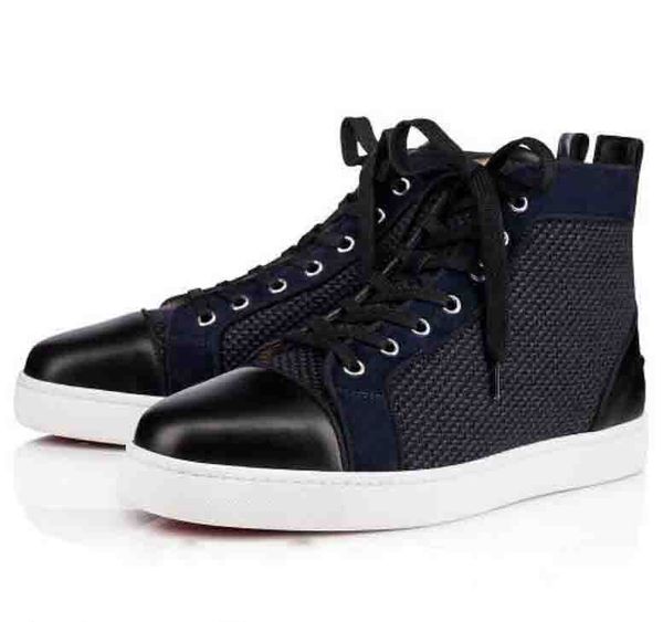 

2020 name brand red bottom sneakers for men,women's shoes red soles mesh casual shoe party wedding without studded high trainers cs01, Black
