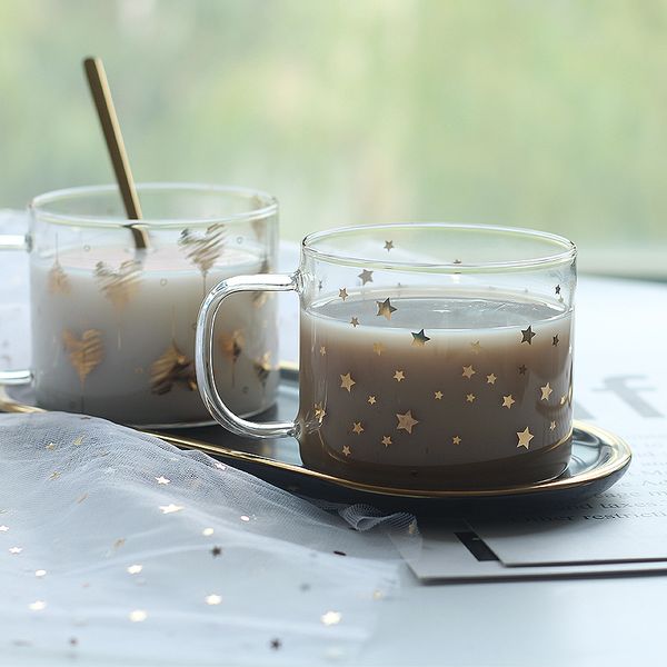

посуда для дома творческая звезда стеклянная чашка овсяное молоко завтрак чашка сока чашки пара кружки стаканы