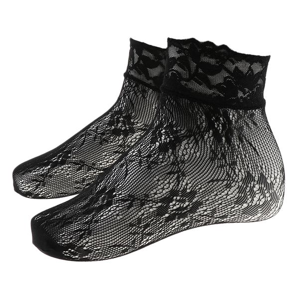 

womens girls fishnet socks elastic net mesh ankle socks, Black;white