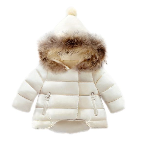 Girls Coat Cotton Warm Jacket For Baby Girls Winter Fur Hooded Coat