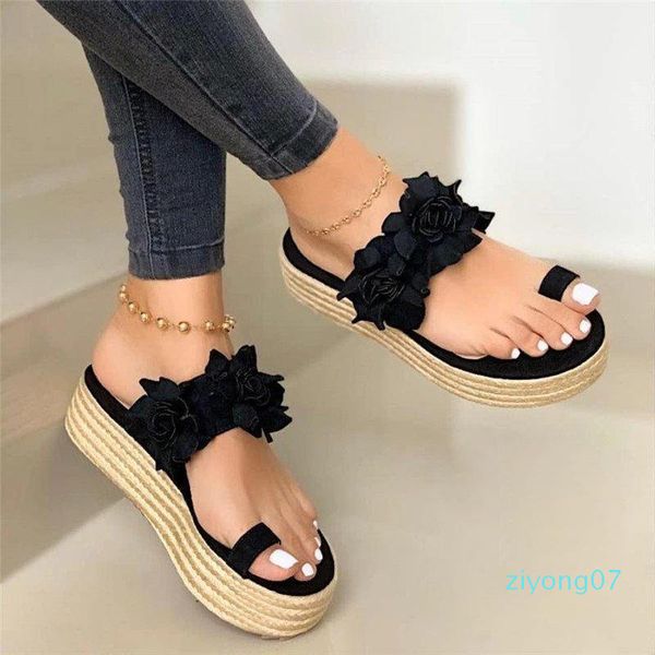 

women sandals plus size wedges shoes for women high heels sandals summer shoes 2020 flip flop chaussures femme platform zz7, Black