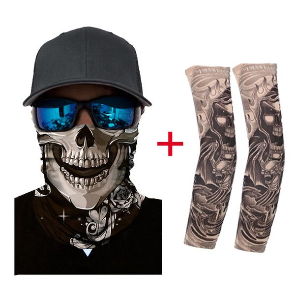 

new motorcycle mask fake tattoo arm sleeve bike balaclava scary mask face mask skull ride ghost moto