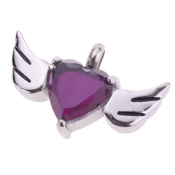 

angel wings cremation urn jewelry rhienstone purple heart memorial locket, Silver