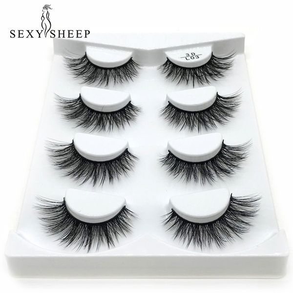 

sexysheep 4pairs 3d mink lashes natural long false eyelashes dramatic volume fake lashes makeup eyelash extension silk eyelashes