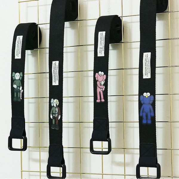 

cloth kaws design fun harajuku ins all-match cloth kaws design fun harajuku canvas ins all-match belt canvas belt, Black;brown