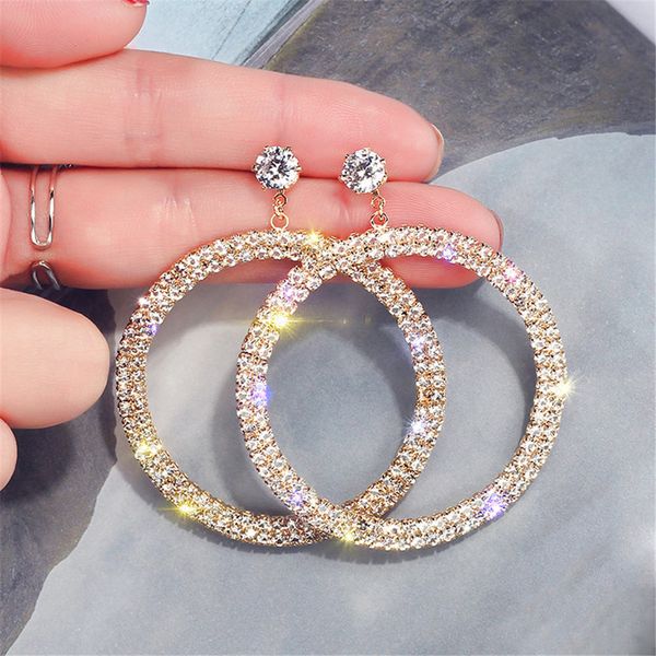 

New Arrival Metal Hyperbole Round Women Luxury Dangle Earrings Fashion Female Korean Simple Jewelry Circle Earrings