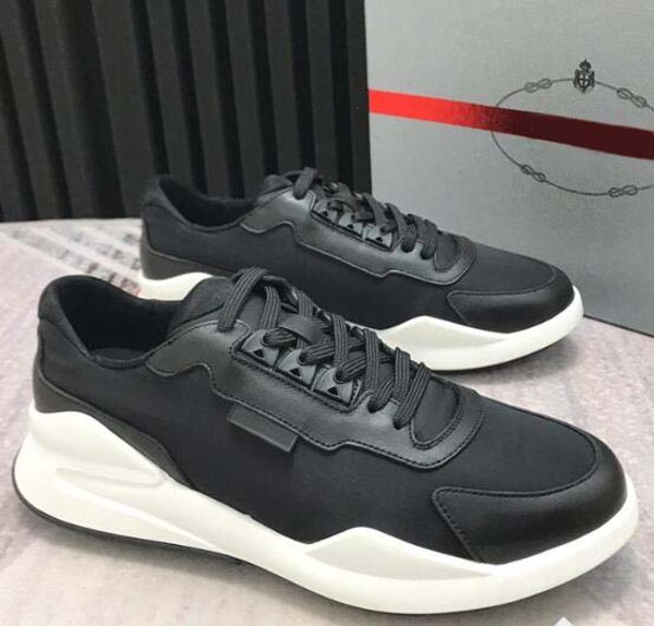 

2019 luxury designer mens shoes designer sneakers leather sports trainers brand color matching outdoor travel flat shoe platform sneaker p11, Black
