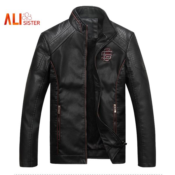 

мужчины кожа молния куртка мода осень мотоцикл бомбардировщик pu куртки мужской верхняя одежда кожаная замша куртка masculina, Black