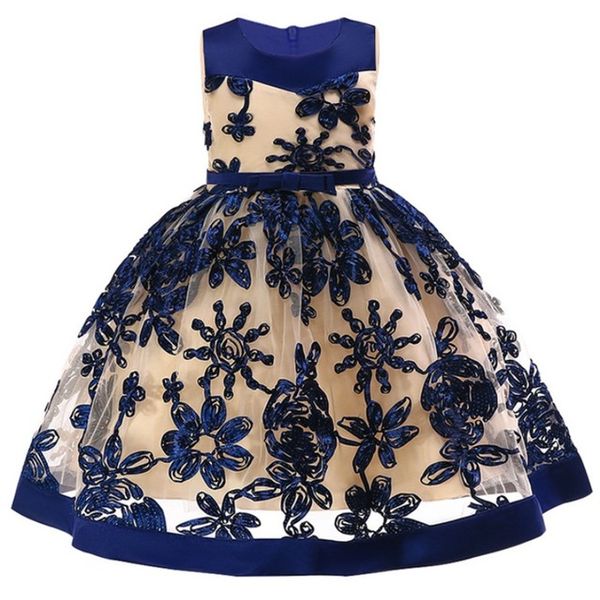 

girls party princess dress kid flower girl dress embroidered formal bridesmaid wedding birthday christmas princess ball gown wedding dresses, Red;yellow