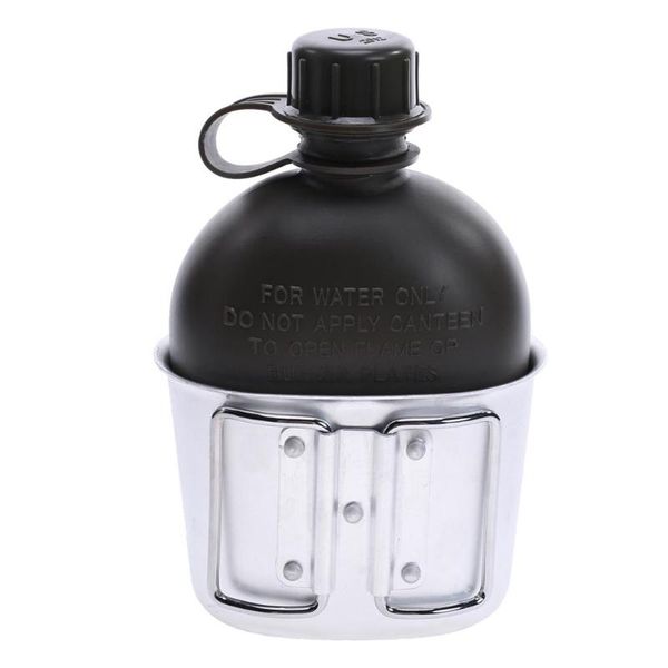 

outdoor heavy cover army water bottle aluminum cooking cup us 1l canteen camping hiking survival kettle tableware