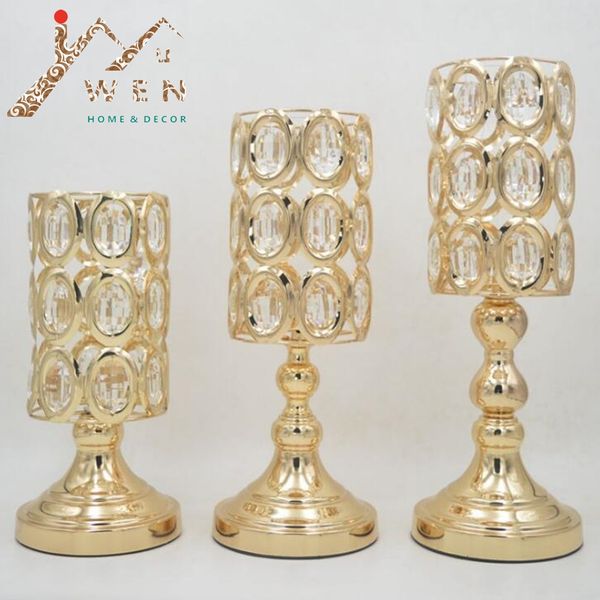 

new peculiar metal golden candle holder with crystals wedding candelabra centerpiece home decoration candlesticks l set = 3 pcs
