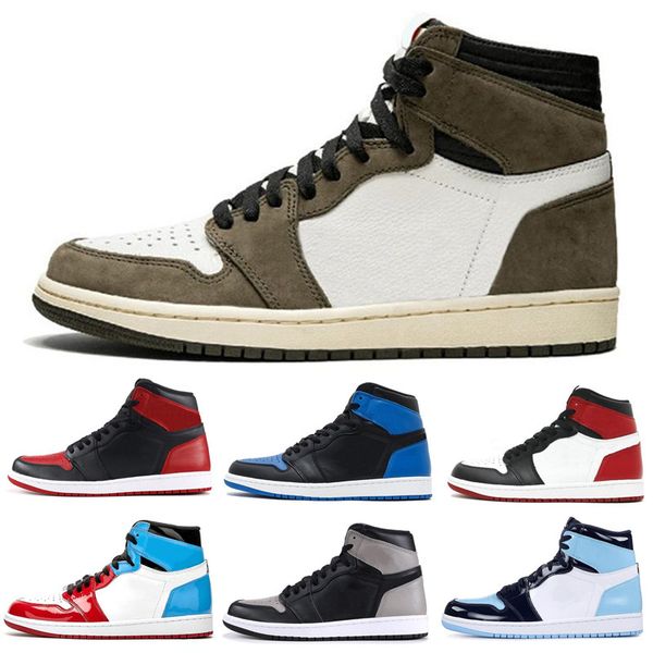 

new 1s high travis scotts off fearless obsidian mens basketball shoes 1 unc chicago banned bred toe men women sports sneakers with box