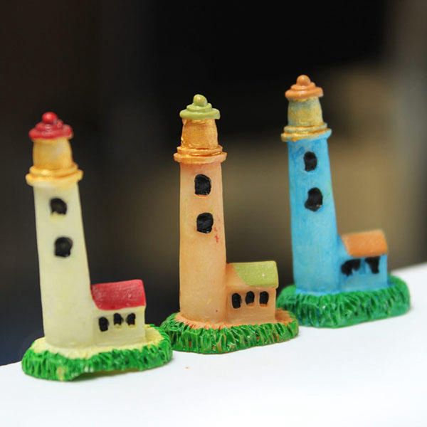 

мини смола маяк micro пейзажных украшения сад diy декор - желтый