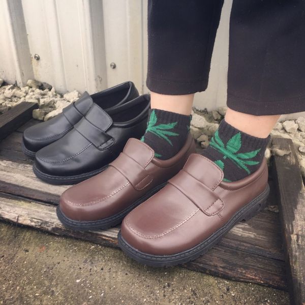 

japanese-style cosplay anime lolita women's big head leather shoes college uniform shoes students round-toe women's brown, Black