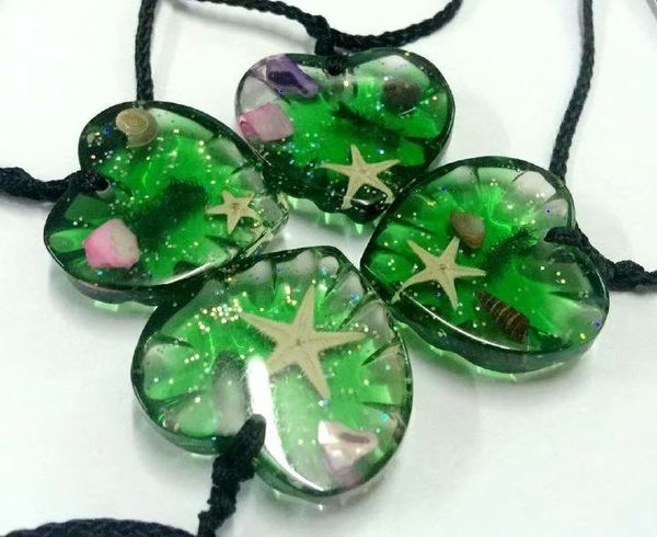 

yqtdmy 4 pcs new fashion starfish pendant green lovely heart jewelry party gift, Silver
