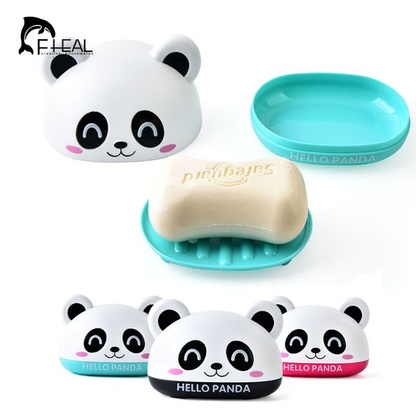 

fheal plastic soap box cartoon home travel soap dish organizer kids bathroom holder with cover case