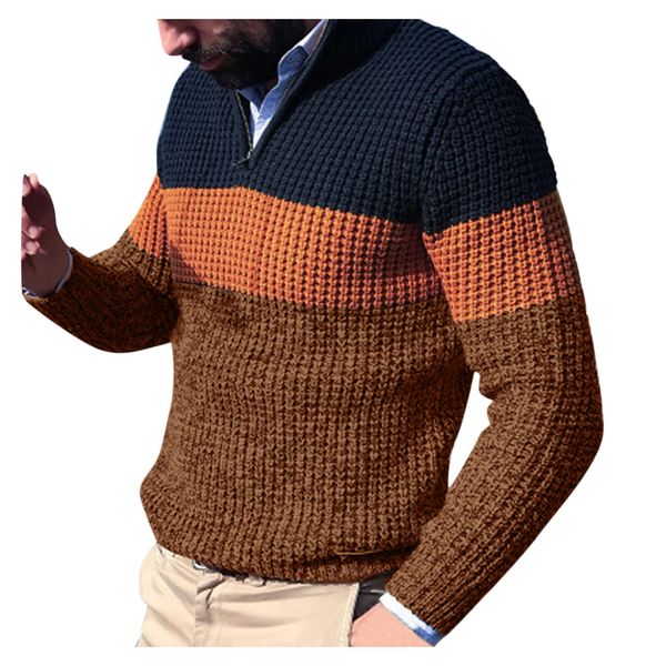 

2020 pullover sweaters autumn and winter men's casual knitted zipper stitching sweater knitwear girl casual outerwear femme top, White;black