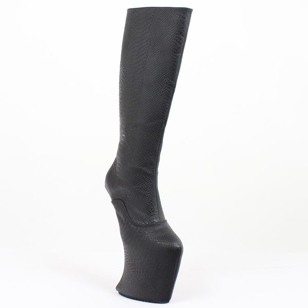 

women platform boots heelless knee high extreme high heel ballet wedge boots for female shaft fetish shoes, Black