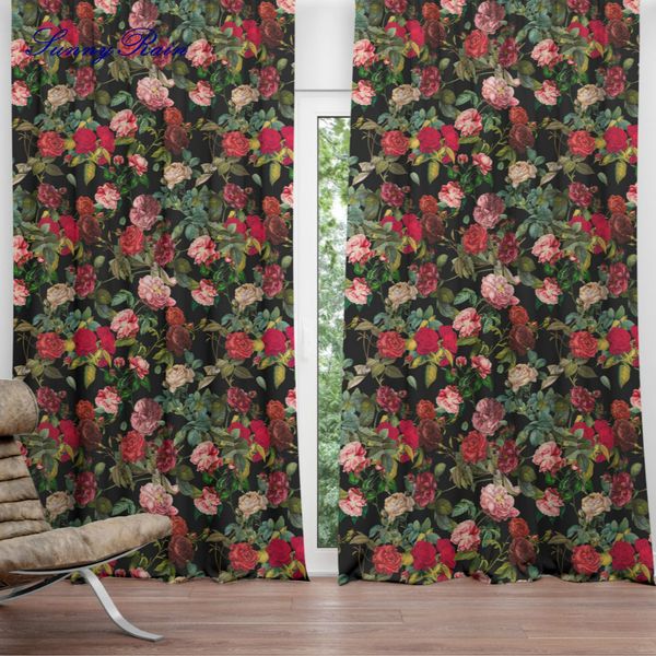 

sunnyrain 2-piece printed florals window curtains for living room drapes for bedroom translucidus (shading rate 41%-85%) j3