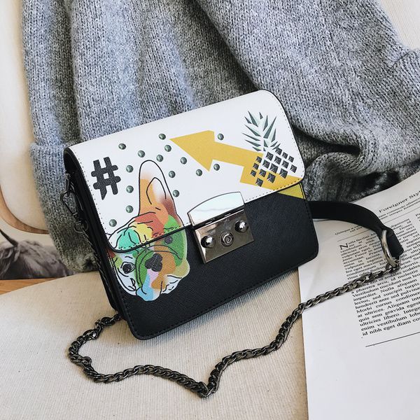 

2019 hip-hop cartoon street style graffiti pu leather messenger bag girl female travel women shoulder bag crossbody handbag