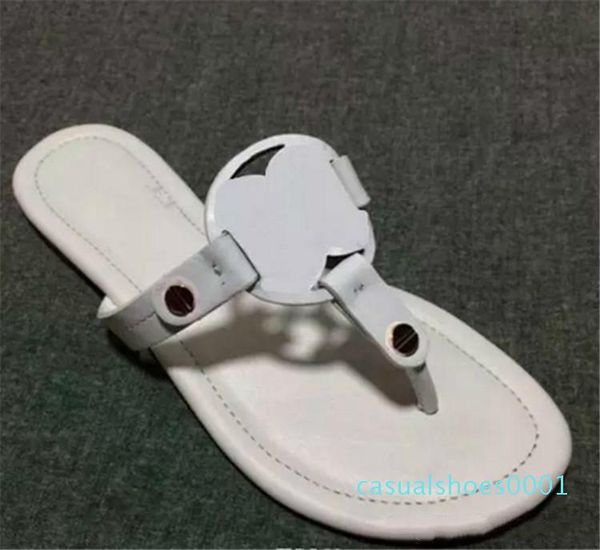 

blue genuine leather sandals outdoor beach flip flop flat heel slippers casual loafers lady women shoes sz 35-42 c01, Black