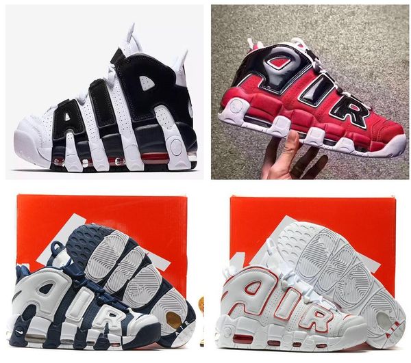 

2019 air more uptempo женские мужские баскетбольные кроссовки, высококачественные трехцветные scottie pippen pe triple white спортивные спор, Black