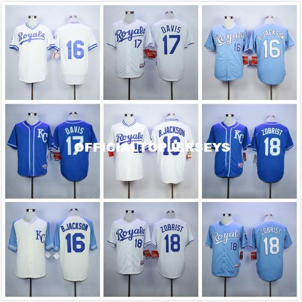 

16 bo jackson 18 ben zobrist retro jersey blue gray white, Black;blue