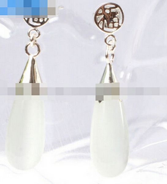 

723&gt;&gt;g-beads pretty 8x20mm drop beads tibetan silver earrings 1 pair
