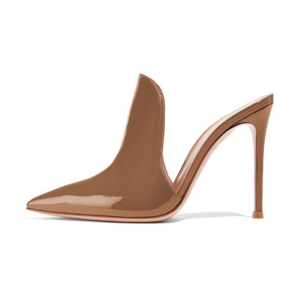 

2020 ladies pointed toe summer slippers yellow brand new design wholesale shoes woman high heel slippers, Black