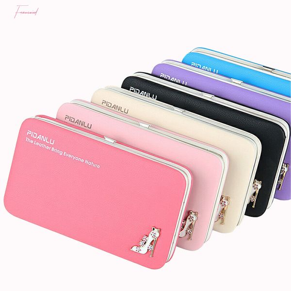 

new candy color women storage wallet high heeled decoration money purse ladies coin cellphone clutch bag card holder, Red;black