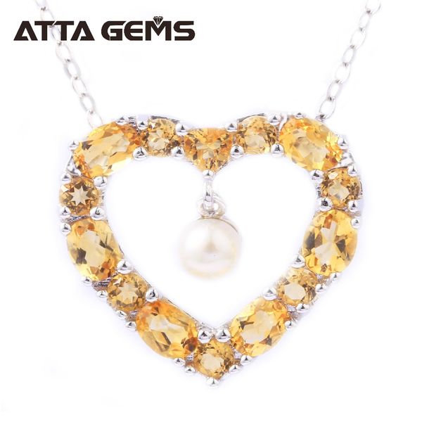 

natural citrine sterling silver pendants hearts shape natural semi-precisous stone crystal romantic lovely style women wedding