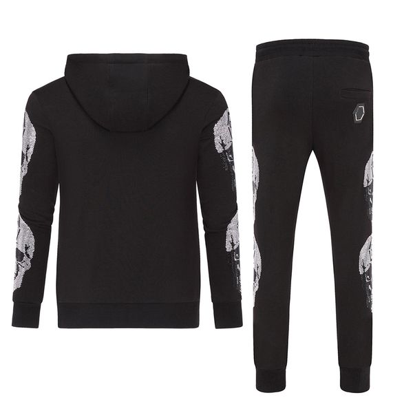 

phillip mens designer sportswear шипованных бисера роскошные tracksuit черный беговая высокое качество удобный повседневный спортивный костю, Gray