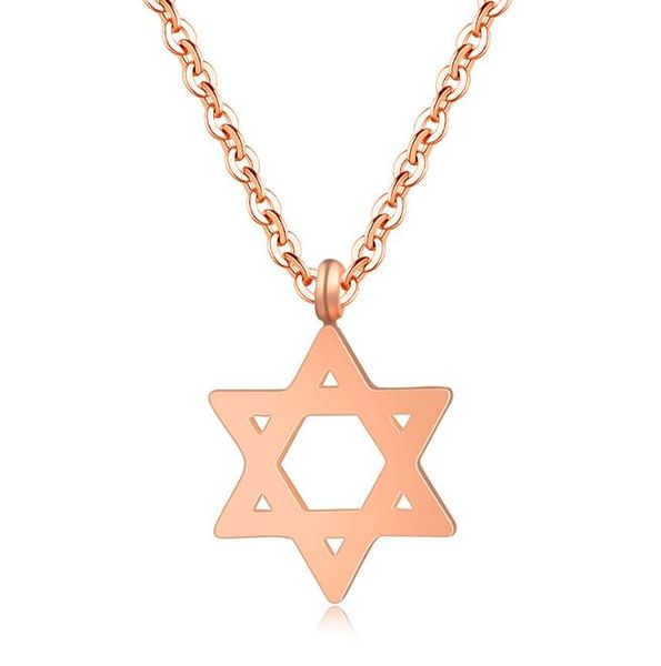 

high polishing women fashion stainless steel david of star pendant necklace 18k rose gold 316l surgical lady necklace jewelry mogen david, Silver