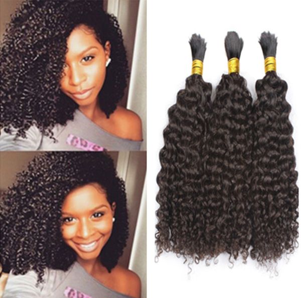 

brazilian human braiding hair bulk no weft 16-28 inch afro kinky curly bulks hair for african american, Black