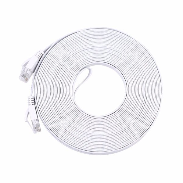 Freeshipping 30M reiner Kupferdraht CAT6 flaches UTP-Ethernet-Netzwerkkabel RJ45 Patch-LAN-Kabel weiße Farbe