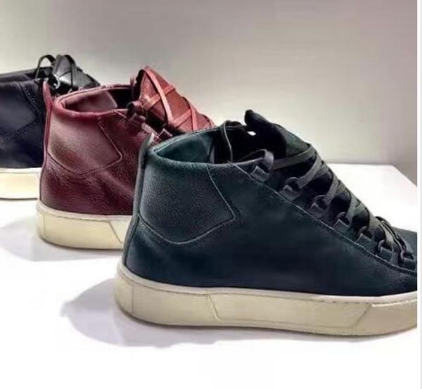 

sneakers shoes new classic fashion arena men leather high up flat shoes women lace casual outdoors genuine qxmad, Black