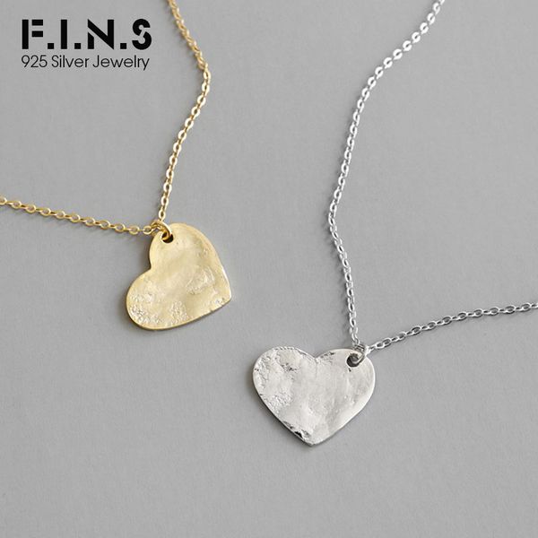 

f.i.n.s korean s925 sterling silver necklace pendant concave surface heart-shaped pendants for women clavicle chain necklace